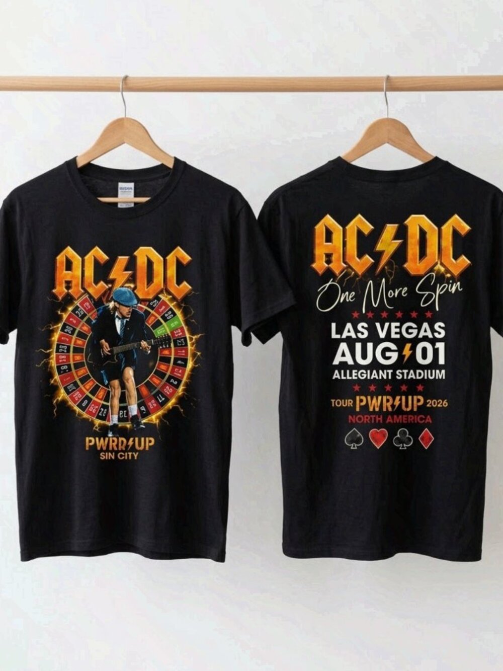 AC/DC PWR UP Tour 2026 Las Vegas Roulette Graphic Concert Tee Black Reprint